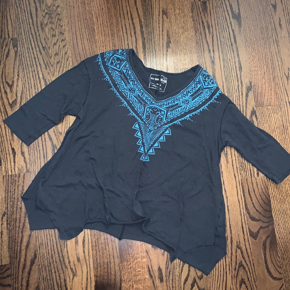 Free People Aztec Print 3/4 Length Sleeve Top